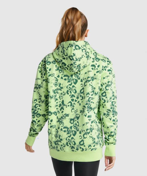 Damske Mikiny S Kapucňou Gymshark Animal Graphic Tmavo Svetlo Zelene / Zelene | EN2695178